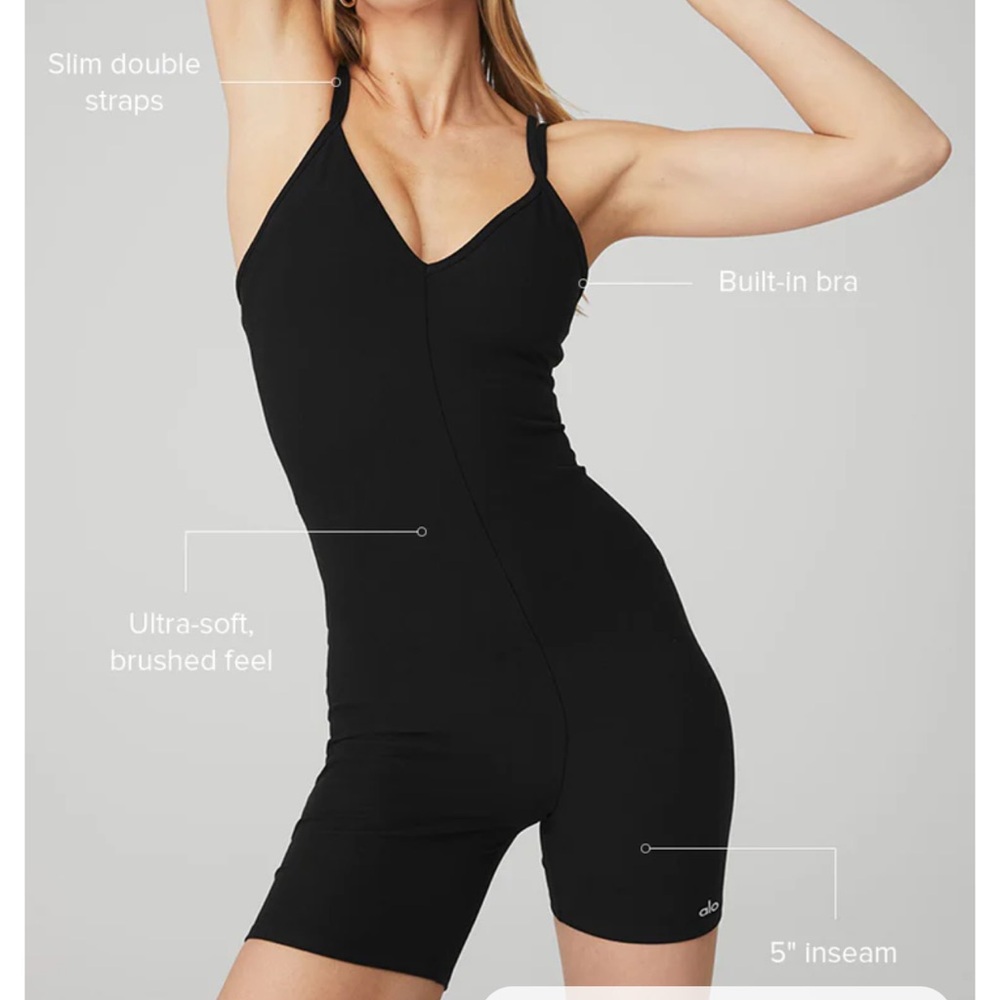 ALO Yoga Black Jumpsuit with Slim Double Straps
